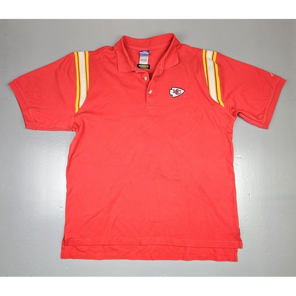 VTG Reebok Kansas City Chiefs Polo Shirt Mens XL. Red Embroidered NFL Football.